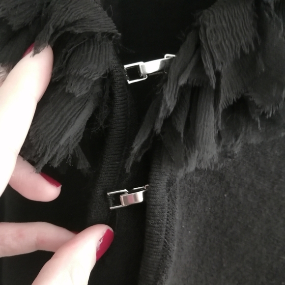 Roberta Scarpa Virgin Wool Cardigan with Silk Ruffle Trim Italian Luxury 12 (46) - Picture 8 of 16